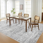 Area Rug Living Room Rugs - 6x9 Abstract Large Soft Indoor Washable Rug Neutral Modern Low Pile Carpet for Bedroom Dining Room Farmhouse Home Office - Vintage Grey
