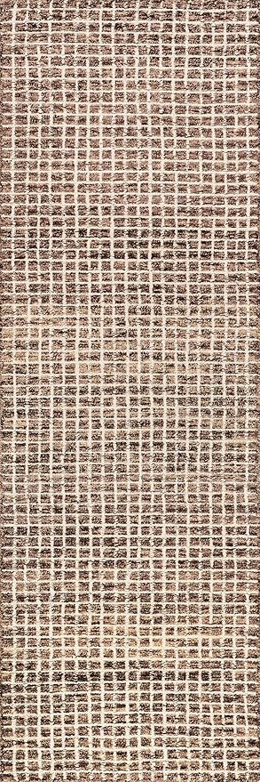 Rugs USA Melrose Brown/Ivory, 2'6" x 14', Handmade, Wool & Cotton, Soft and Cozy, High Traffic, Stain Resistant, Easy Clean, Durable Runner for Bedroom, Living Room, Dining Space, Den, Entryway
