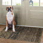 2x3 Machine Washable Area Rug for Entryway, Brown Black Vintage Moroccan Rug Non-Slip Low Pile Soft Faux Wool Small Carpet, Kids and Pets Friendly for Bedroom Kitchen Hallway Bedside Home Decor Rug
