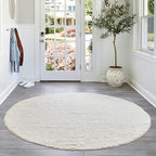 Nuloom Penelope Off-White/Ivory, 8' Round, Hand-Braided, Wool & Cotton, Soft and Textured, High Traffic, Stain Resistant, Easy Clean, Durable Area Rug for Bedroom, Living Room, Dining, Entryway