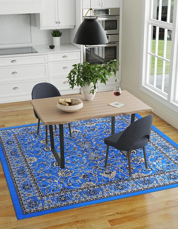 Unique Loom Sialk Hill Collection Area Rug - Washington (8' Square Dark Blue/Black)