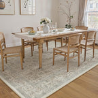 Taupe Area Rug 9x12 Machine Washable Large Vintage Living Room Distressed Non Slip Carpet Traditional Indoor Bedroom Retro Floral Accent Throw Rug for Office Kitchen Dining Room