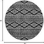 SAFAVIEH Tulum Collection Area Rug - 6'7" Round, Black & Ivory, Moroccan Boho Tribal Design, Non-Shedding & Easy to Clean, Ideal for Living Room, Bedroom, Dining Space (TUL272Z)