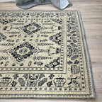 Alfa Rich 7x10 Beige Black Washable Area Rugs for Living Room Bedroom Kitchen Dining Cotton Rug