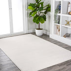 Eyely UES100T-5 Supersoft Haze Solid Low-Pile Indoor Area Rug Casual;Contemporary;Solid;Traditional, Bedroom, Kitchen, Living Room, Easy-Cleaning, Non-Shedding, 5 X 8, Cream