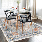 vivorug 6x9 Area Rugs, Ultra-Soft Washable Boho Rug for Living Room Dinner Room Bedroom, Non-Slip Vintage Floral Indoor Carpet Large Area Rug Orange/Navy