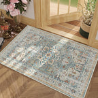 Enkor Area Soft Rugs 2x3 Washable Non Slip Boho Small Floor Entryway Rugs for Living Room Bedroom, Vintage Style Farmhouse Mat for Kitchen Beige & Green