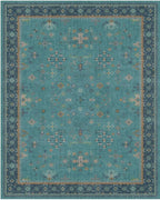 Teal 3x6 Wide Non Slip Kitchen Rug - Washable Front Door Runner Indoor Entrance, Vintage Floral Pattern Indoor Decor, Non Slip Soft Low Pile Fade Resistant