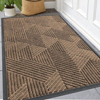 Kitinjoy Front Door Mat Outside Entrance, Sturdy Natural Dirt Trapper, Heavy Duty Rubber Doormat, Low Profile Non-Slip Backing, Easy Clean Floor Mat for Indoor Outdoor Entry, 47X32 Inch, Brown