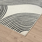 Abani Nuevo Beige Black Swirls Modern Area Rug 9' x 12' for Living Room, Bedroom - Abstract Design - Durable & Easy to Clean