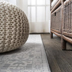 JONATHAN Y Modern Vintage Medallion Light Grey Indoor Area Rug, 5x8, Country, Floral, Easy-Cleaning for Living Room, Bedroom, Kitchen, Pet Friendly, Non-Shedding (MDP108B-5)