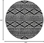 SAFAVIEH Tulum Collection Area Rug - 10' Round, Black & Ivory, Moroccan Boho Tribal Design, Non-Shedding & Easy to Clean, Ideal for Living Room, Bedroom, Dining Space (TUL272Z)