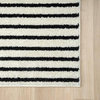 Abani Nuevo Collection Area Rug - Mid-Century Black and White Arch Knot Design - 6' Round - for Living Room, Bedroom & Office