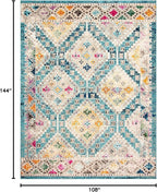 SAFAVIEH Madison Collection Area Rug - 9' x 12', Dark Blue & Yellow, Boho Diamond Distressed Design, Non-Shedding & Easy Care, Ideal for High Traffic Areas in Living Room, Bedroom (MAD418N)