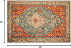 COMSLE Boho Area Rug, 2 x 3 Ft Washable Rugs for Entryway Faux Wool Small Rugs Distressed Throw Rug Non-Slip Floor Carpet for Indoor Bedroom Kitchen Living Room
