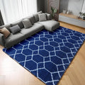 ONASAR Area Rugs for Bedroom Living Room, Washable 4x6 Fluffy Navy Blue and White Throw Rug for Home Decor, Geometric Soft Shaggy Plush Floor Carpet for Kids Girls Boys Teen Nursery Dorm Office