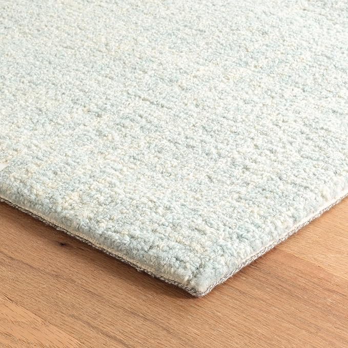 Dash and Albert Crosshatch Wool Area Rug - 6' x 9' Sky Blue Solid Hand Micro Hooked Accent Rug - Durable, High Traffic Areas Bedroom, Hallway, Stairs