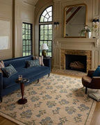Loloi Chris Loves Julia Rue Collection RUE-04 Moss/Blue 3'-6" x 5'-6" Accent Rug Jute Neutral Floral Living Room Bedroom Rug