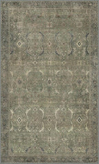 3x5 Area Rug Machine Washable Boho Rug for Living Room,Ultra-Thin Low Pile Carpet,Lightweight Indoor Printed Rug,Non Slip Floral Area Rug for Bedroom, Dining Room, Home Office,Muted Green