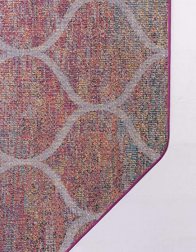 Rugs.com Lattice Frieze Collection Rug – 7' Octagon Multi Medium Rug Perfect for Living Rooms, Kitchens, Entryways