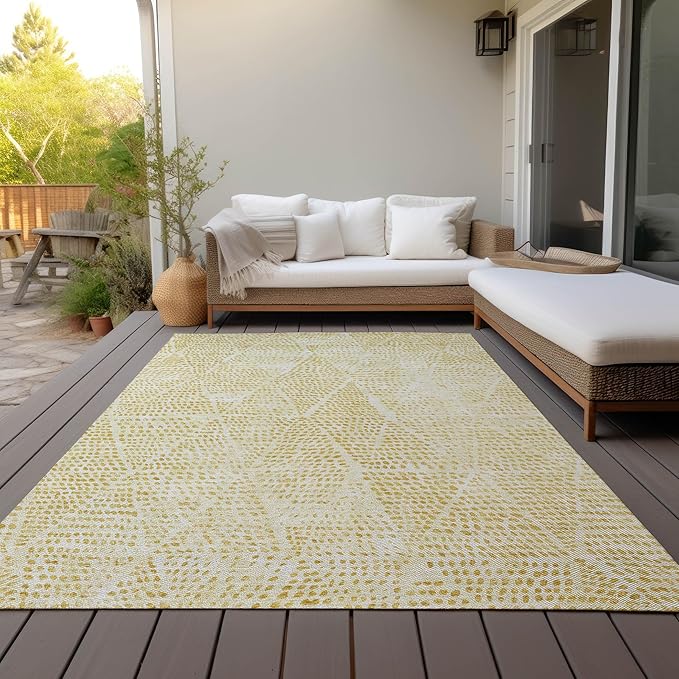 Addison Rugs Chantille ACN591 Wheat 10' x 14' Indoor Outdoor Area Rug, Easy Clean, Machine Washable, Non Shedding, Bedroom, Living Room, Dining Room, Kitchen, Patio Rug