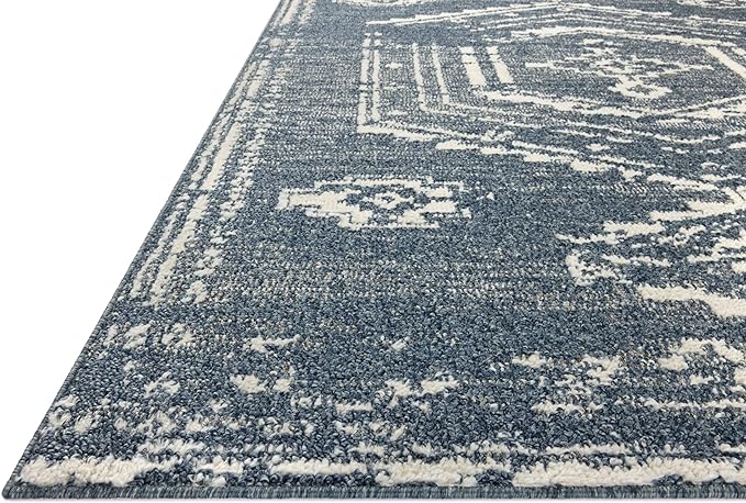 Loloi Magnolia Home by Joanna Gaines Gigi Collection GIG-03 Denim/Ivory 5'-3" x 7'-6" Area Rug