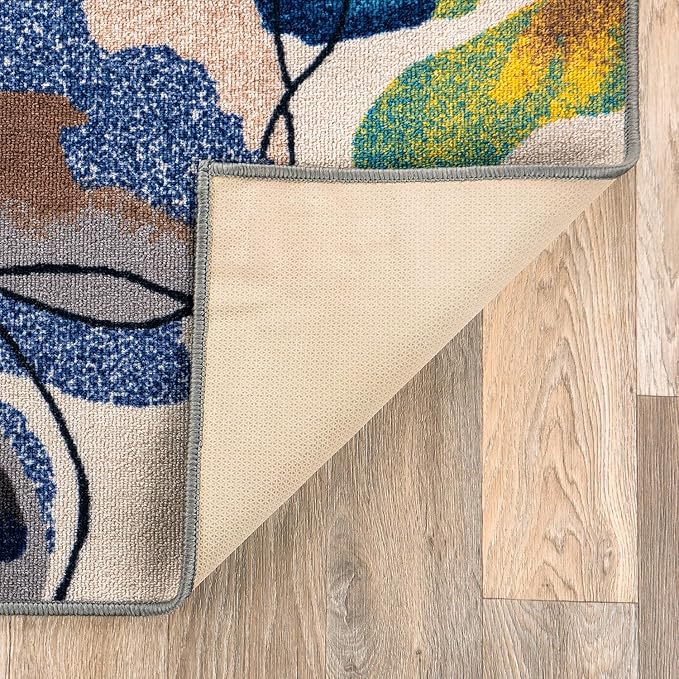 Rugshop Cream Bright Flowers Non Slip Non-Shedding Area Rug for Bedroom, Study and Living Room, 4' x 6'