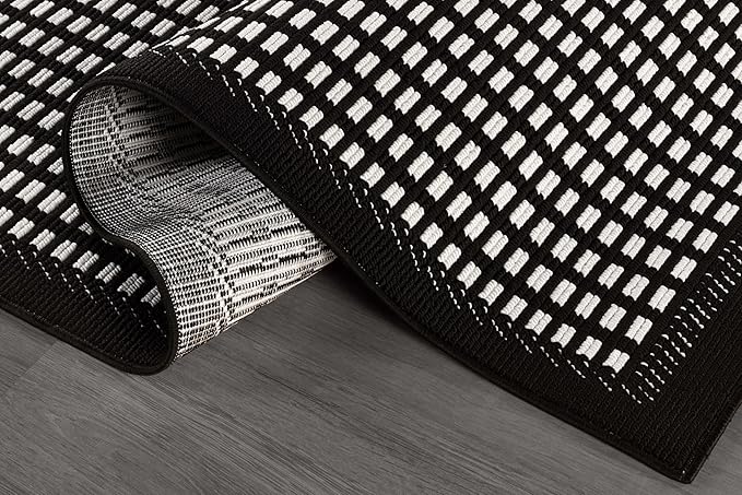 Beverly Rug Micro Loop Area Rug Black/White 6x9 Geometric Modern Luxury Zebra Durable Soft Indoor Rugs for Living Dining Room Office Stain Resistant Non Shedding Casual Indoor Carpet 6 x 9