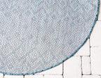 Unique Loom Outdoor Trellis Collection Area Rug - Tribal Trellis (4' 1" Round, Teal/ Ivory)