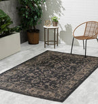 FH Home Outdoor Rug - Waterproof Easy to Clean Stain Resistant - Patio Indoor Outdoor Porch Deck Balcony Entryway - Vintage Distressed - Antalya - Gray - 5ft 2in x 7ft 6in