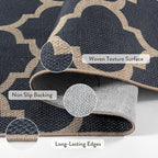 Lahome Moroccan Easy Jute Runner Rug, Blue Washable Runner Rugs for Outdoor Porch Hallway, Geometric Trellis Woven Long Carpet for Doorway, Thin Non Slip Outdoor Decor, 2'6'' x 8'
