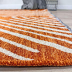 Alfa Rich 4x6 Geometric Burnt Orange Off White Washable Area Rugs for Living Room Bedroom Cotton Rug