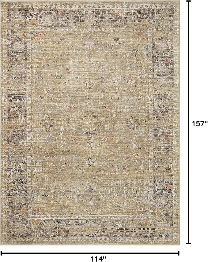 Loloi Magnolia Home by Joanna Gaines Millie Collection MIE-03 Gold/Charcoal 9'-6" x 13'-1", .25" Pile Height, Area Rug
