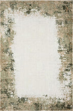 Abani Beige with Green Border Area Rug – 8' x 10' – Classic Textured Design – Ivy Collection – Non-Shedding, Fade-Resistant, Easy to Clean – Durable for High Traffic Areas – Living Room & Bedroom