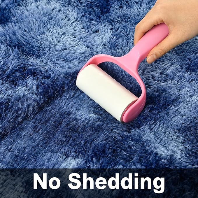 Large Shag Area Rugs 5 x 8, Plush Fuzzy Rugs for Living Room, Ultra Soft Fluffy Furry Rug for Bedroom, Indoor Carpet Nursery Rugs for Kids Room Home Decor, Tie-Dyed Navy Blue