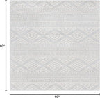 SAFAVIEH Tulum Collection Area Rug - 5' Square, Light Grey & Ivory, Moroccan Boho Tribal Design, Non-Shedding & Easy to Clean, Ideal for Living Room, Bedroom, Dining Space (TUL272F)
