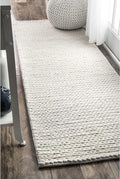 Nuloom Penelope Off-White/Ivory, 2'6" x 8', Hand-Braided, Wool & Cotton, Soft and Textured, High Traffic, Stain Resistant, Easy Clean, Durable Runner for Bedroom, Living Room, Dining, Entryway