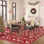 Christmas Rug 6x9 Washable Rugs, Boho Christmas Tree Snowflake Rug Non-Slip Soft Low Pile Non Shedding Indoor Holiday Decor Carpet for Living Room Bedroom Dining Room Home Office (Xmas Red, 6'x9')