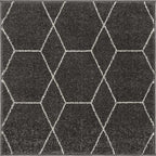 Unique Loom Trellis Frieze Collection Area Rug - Geometric (3' Square, Dark Gray/ Ivory)