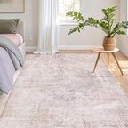 Modern Pink and Grey 5x7 Area Rugs for Bedroom - Abstract Living Room Rug, for Dining Room Under Table, Washable, Non Slip & Soft, Medallion Distressed Print Pattern