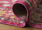 SAFAVIEH Monaco Collection Area Rug - 6'7" x 9'2", Pink & Multi, Boho Chic Medallion Distressed Design, Non-Shedding & Easy Care, Ideal for High Traffic Areas in Living Room, Bedroom (MNC243D)