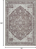 Bloom Rugs Washable Non-Slip 6' x 9' Rug - Dark Brown Traditional Medallion Area Rug for Living Room, Bedroom, Dining Room, and Kitchen - Exact Size: 6' x 9'