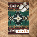 YHSF South West Native American Area Rug C318 - Easy Clean, Thick, Soft, Durable Native Tribal American Indian Inspired Rug for Bedroom/Living Room and More - Hunter Green, 2 Feet x 3 Feet 4 Inches