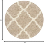 SAFAVIEH Dallas Shag Collection Area Rug - 6' Round, Beige & Ivory, Trellis Design, Non-Shedding & Easy Care, 1.5-inch Thick Ideal for High Traffic Areas in Living Room, Bedroom (SGD257D)