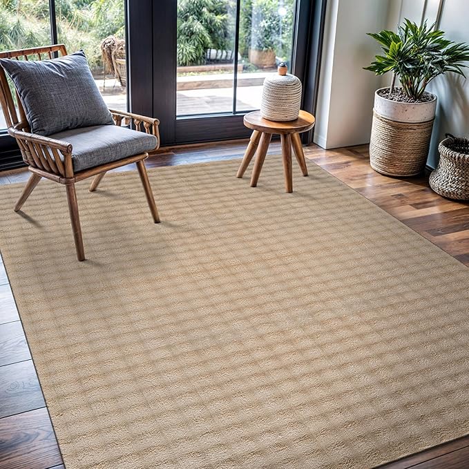 CAMILSON Modern Beige Non Slip Rug 3x5 Ultra Soft High Pile Area Rugs Non Skid Rubber Backing Durable & Easy to Clean Carpet for Living Room Bedroom Kids Room Indoor Use (3 x 5 Beige)