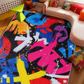 Pop Art Living Room Rug - Colorful Geometric Abstract Rug, 7x9 Area Rugs, Retro Funky Art Washable Foldable Large Carpet Home Decor #C076
