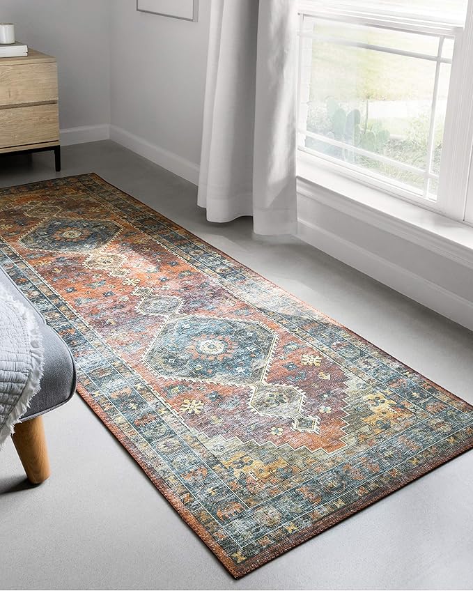 Loloi II Skye Collection SKY-07 Terracotta/Sky 2'-6" x 7'-6" Runner Rug