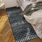 2x6 Machine Washable Runner Rug, Kitchen Hallway Area Rug, Black Vintage Moroccan Rug Ultra Non-Slip Low Pile Soft Faux Wool Carpet, Kids and Pets Friendly for Bedroom Entryway Bedside Decor Rug