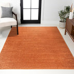JONATHAN Y Haze Solid Low-Pile Orange Indoor Area Rug 4x6, Coastal,Bohemian,Minimalist,Classic, Easy-Cleaning for Living Room,Bedroom,Kitchen,Pet Friendly,Non-Shedding (SEU100M-4)