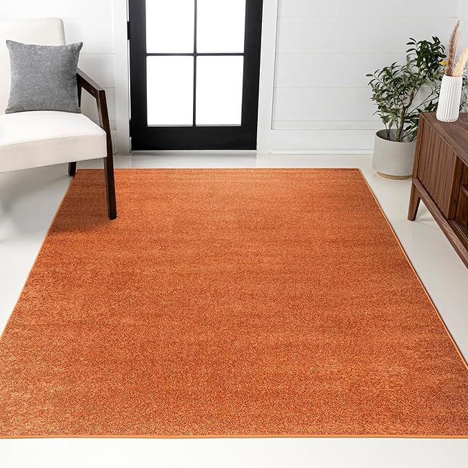 JONATHAN Y Haze Solid Low-Pile Orange Indoor Area Rug 10x14, Coastal,Bohemian,Minimalist,Classic, Easy-Cleaning for Living Room,Bedroom,Kitchen,Pet Friendly,Non-Shedding (SEU100M-14)